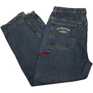 U.S. Polo Assn. Vintage NWT Y2K Men’s Baggy Carpenter Cargo Fall Jeans Blue Wash
